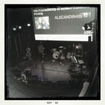 A TweetWall on stage waiting for The Lumineers